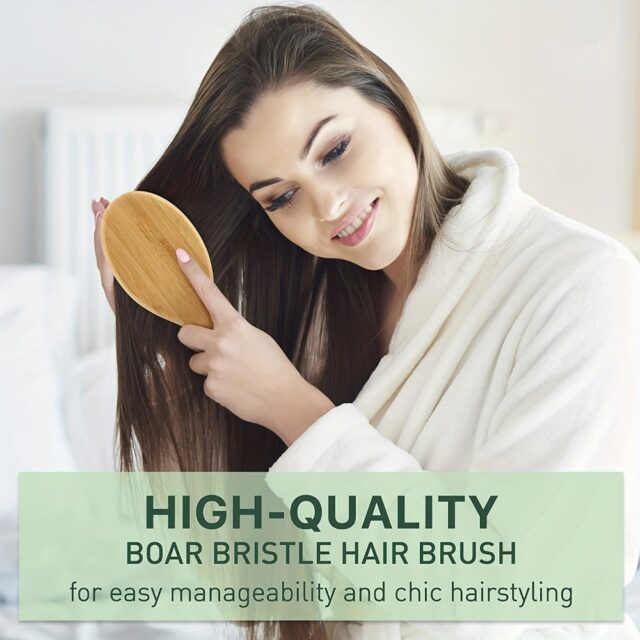 Natural Bamboo Handle Hair Brush with Boar Bristles